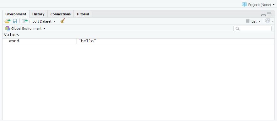 Environment panel in RStudio