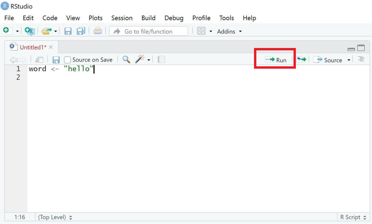 Executing code in RStudio