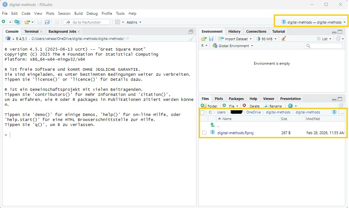 Creating a R project in RStudio