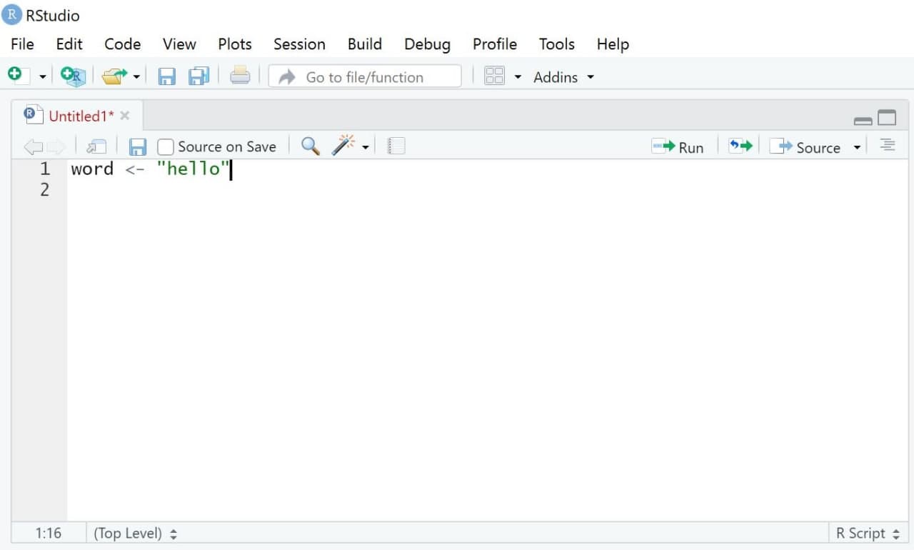 Overview of the source panel in RStudio