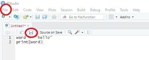 Saving code in R
